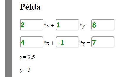 Egyenletrendszer megoldás feladat