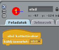 Feladat az első gombra kattintskor