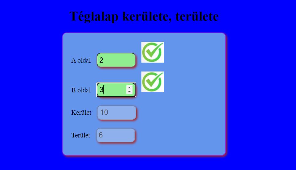 Téglalap kerülete, területe feladat