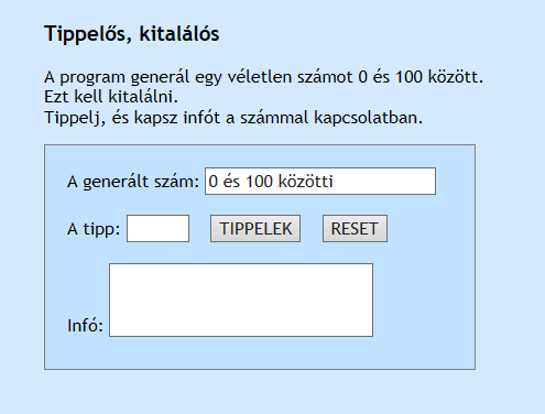 Számkitaláló játék feladat